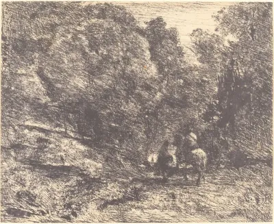 Horseman and Vagabond in the Forest (Le Cavalier en forêt et le piéton)