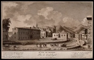 Hospital, Messina, Sicily, Italy: the central square with a numbered key