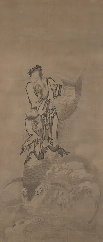 Hotei with Daoist Immortals: Immortal Riding Carp