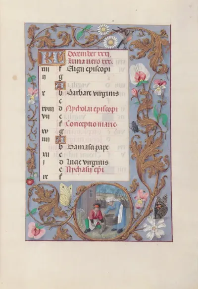 Hours of Queen Isabella the Catholic, Queen of Spain: December (Fol. 13r)