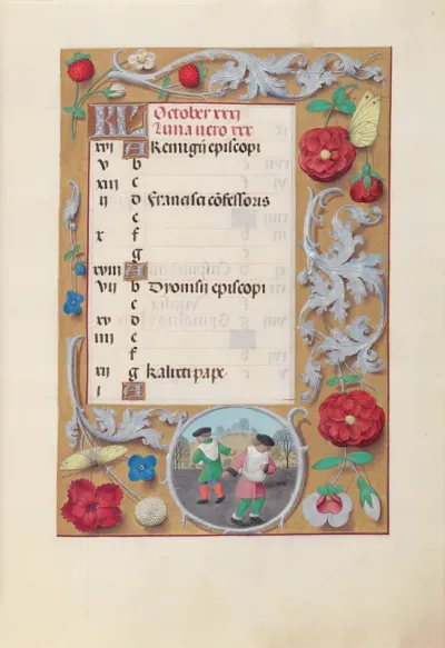 Hours of Queen Isabella the Catholic, Queen of Spain: Fol. 11r, October