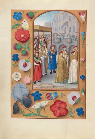 Hours of Queen Isabella the Catholic, Queen of Spain: Fol. 43v, Procession of the Sacrament