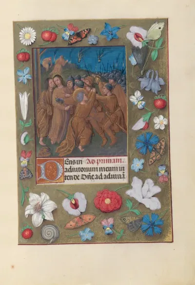 Hours of Queen Isabella the Catholic, Queen of Spain: fol. 61r, Kiss of Judas