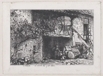 House at Saint-Cômte and Drinker at the Barrel