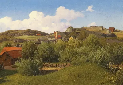 Houses and industrial buildings in a Norwegian village.