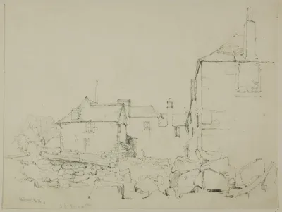 Houses and Stone Wall, Newlyn