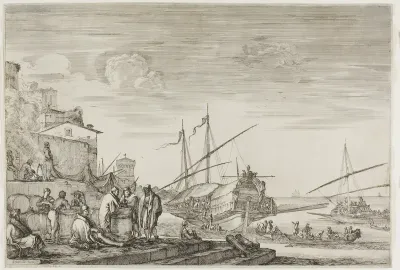 Houses Overlooking a Port, from Views of the Port of Livorno
