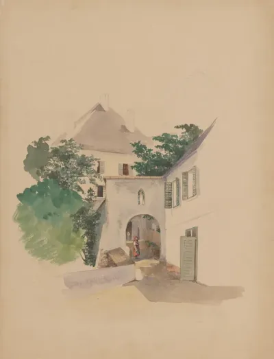 Houses with an Old Gate