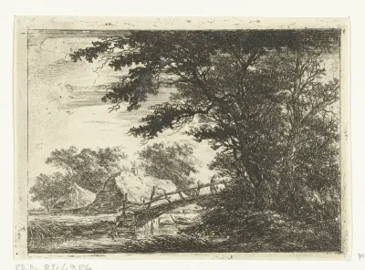 Houten brug bij huizen