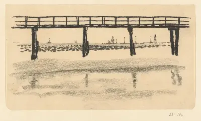 Houten brug in het water