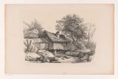 Houten huis boven rivier