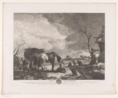Houthakkers in een winterlandschap