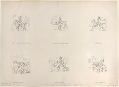 How to turn any Horse, Mare, or Gelding; How to Ride genteel & agreeable down Hill; A Bit of Blood; How to be run away with; How to loose your way; One way to Stop your Horse