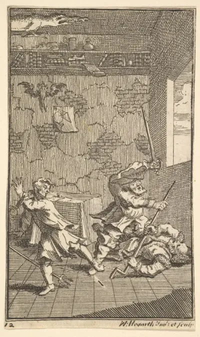 Hudibras Beating Sidrophel and Whachum (Seventeen Small Illustrations for Samuel Butler's Hudibras, no. 12)