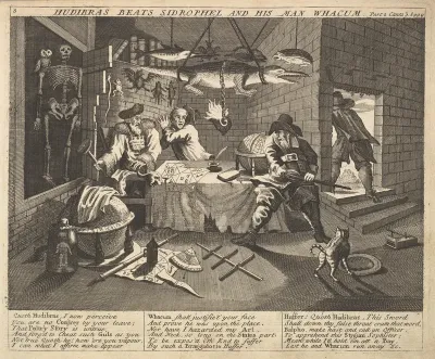 Hudibras Beats Sidrophel and His Man Wacum (Plate 8: Illustrations to Samuel Butler's Hudibras)