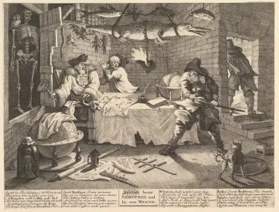 Hudibras beats Sidrophel and his man Whacum (Twelve Large Illustrations for Samuel Butler's Hudibras, Plate 8)