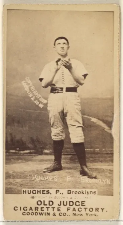 Hughes, Pitcher, Brooklyn Bridegrooms, from the Old Judge series (N172) for Old Judge Cigarettes