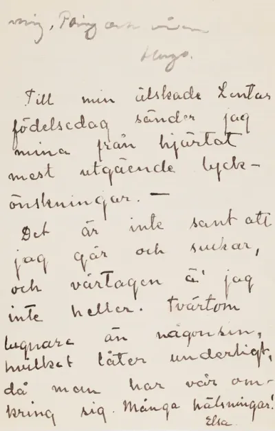 Hugo and Elsa Simbergs’ letter to Blenda Simberg 20.3.1904