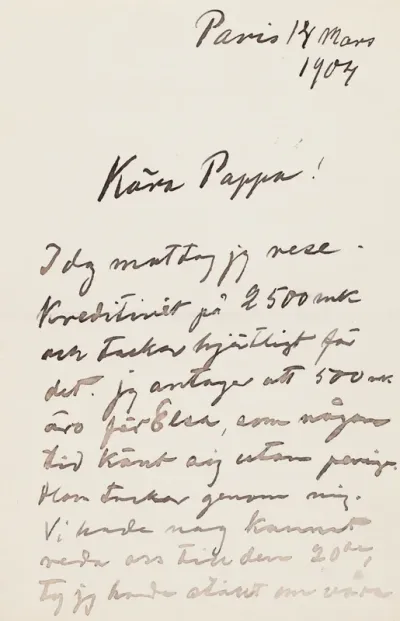 Hugo and Elsa Simbergs’ letter to Niclas Eduard Simberg 14.3.1904