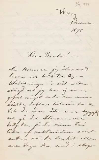 Hugo and Niclas Eduard Simbergs’ letter to Paul Simberg 1.12.1896