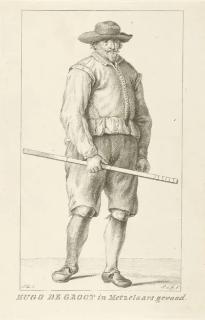 Hugo de Groot in metselaarskleding
