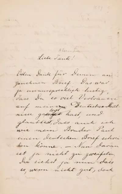 Hugo Simberg’s letter to Alexandra Simberg March 1894