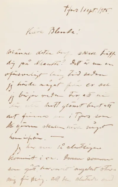 Hugo Simberg’s letter to Blenda Simberg 1.9.1905