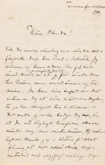 Hugo Simberg’s letter to Blenda Simberg 10.11.1904