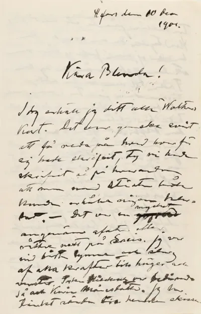 Hugo Simberg’s letter to Blenda Simberg 10.12.1901