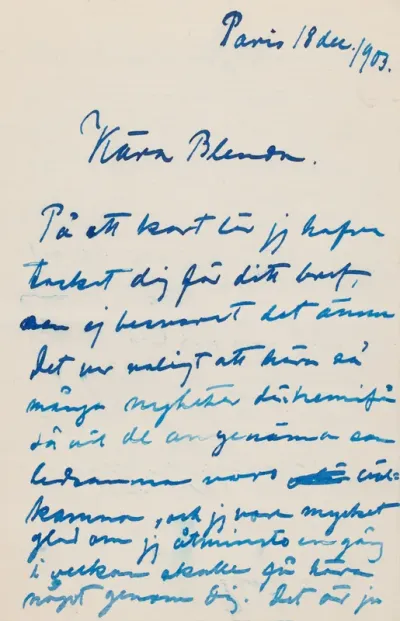 Hugo Simberg’s letter to Blenda Simberg 18.12.1903