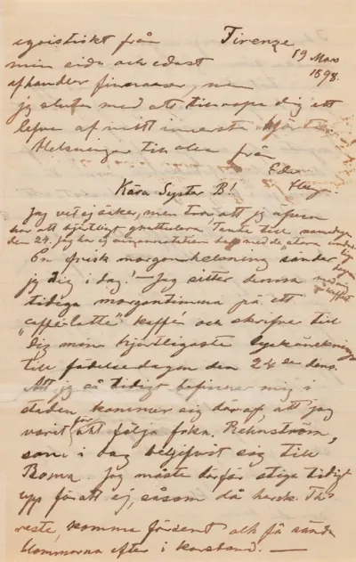 Hugo Simberg’s letter to Blenda Simberg 19.3.1898