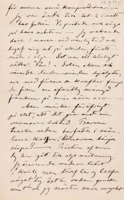 Hugo Simberg’s letter to Blenda Simberg 22.3.1897