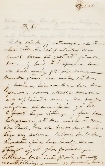 Hugo Simberg’s letter to Blenda Simberg 23.1.1906