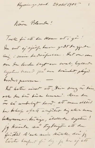 Hugo Simberg’s letter to Blenda Simberg 24.10.1905
