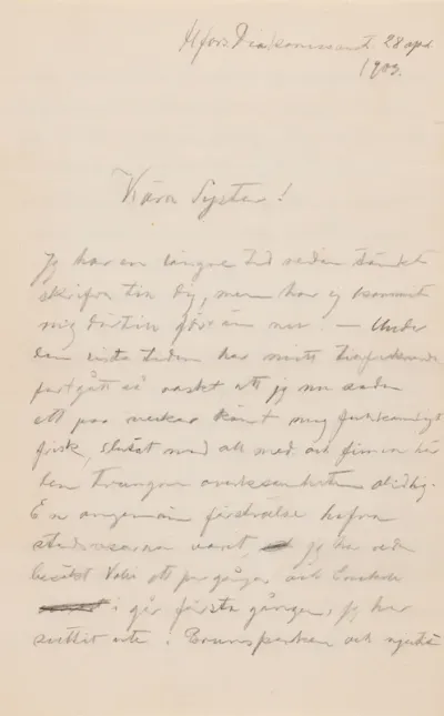Hugo Simberg’s letter to Blenda Simberg 28.4.1903
