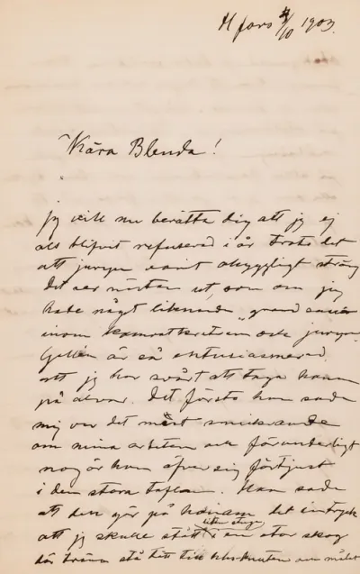 Hugo Simberg’s letter to Blenda Simberg 4.10.1903
