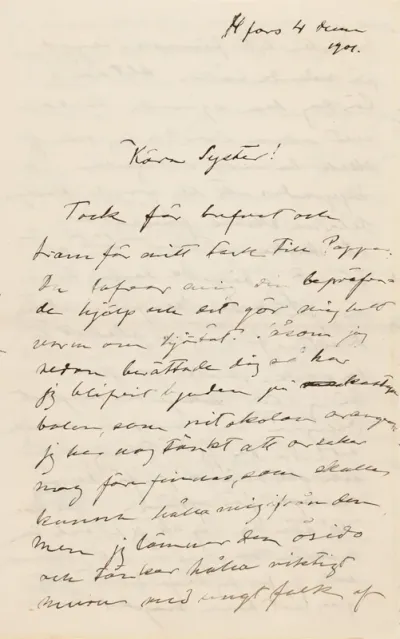 Hugo Simberg’s letter to Blenda Simberg 4.12.1901