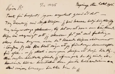 Hugo Simberg’s letter to Blenda Simberg 5.10.1905