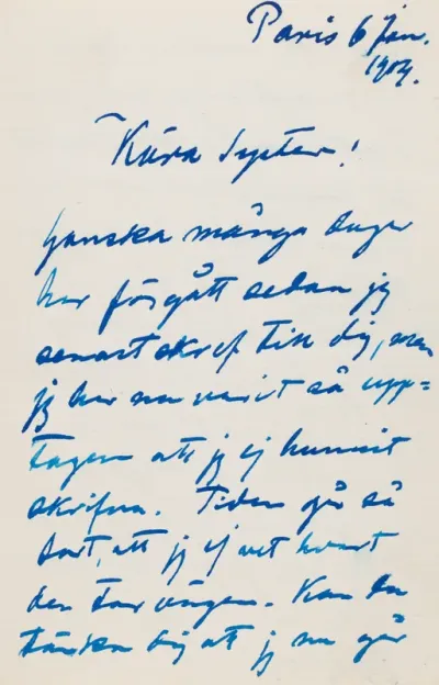 Hugo Simberg’s letter to Blenda Simberg 6.1.1904