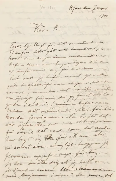 Hugo Simberg’s letter to Blenda Simberg 7.11.1901