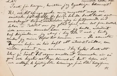 Hugo Simberg’s letter to Ebba Mathilda Simberg 3.10.1895