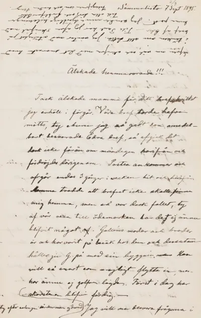 Hugo Simberg’s letter to Ebba Mathilda Simberg 7.9.1895