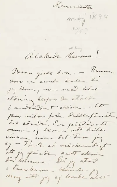 Hugo Simberg’s letter to Ebba Mathilda Simberg May 1894