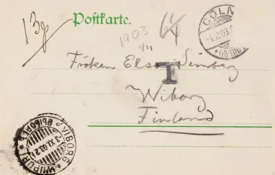 Hugo Simberg’s letter to Elsa Simberg 1.11.1903