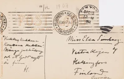 Hugo Simberg’s letter to Elsa Simberg 10.12.1907