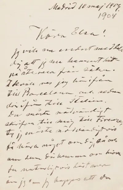 Hugo Simberg’s letter to Elsa Simberg 10.5.1904