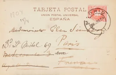 Hugo Simberg’s letter to Elsa Simberg 25.4.1904