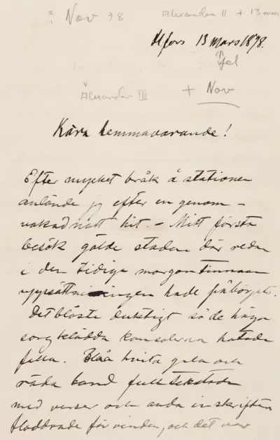 Hugo Simberg’s letter to Niclas Eduard Simberg 13.3.1898 (?)