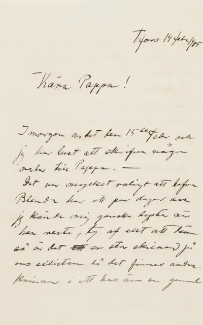 Hugo Simberg’s letter to Niclas Eduard Simberg 14.2.1905
