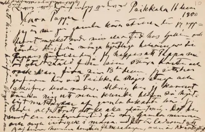 Hugo Simberg’s letter to Niclas Eduard Simberg 16.12.1900